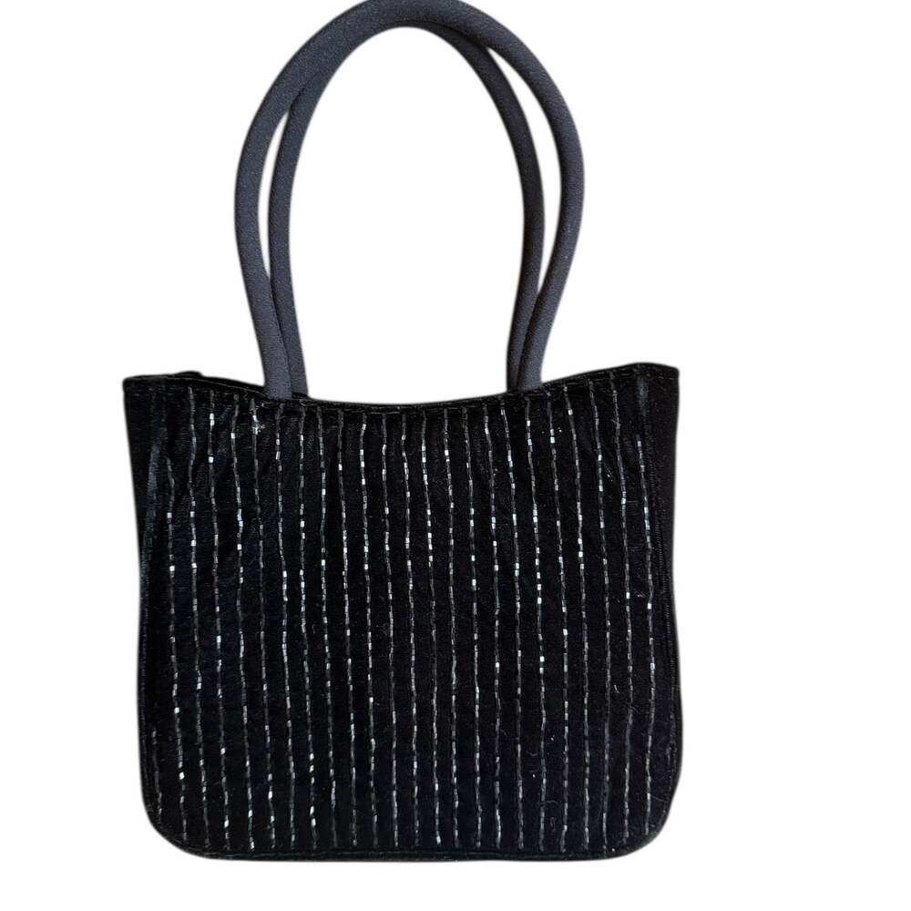 Talbots Velvet Beaded Evening Bag Black